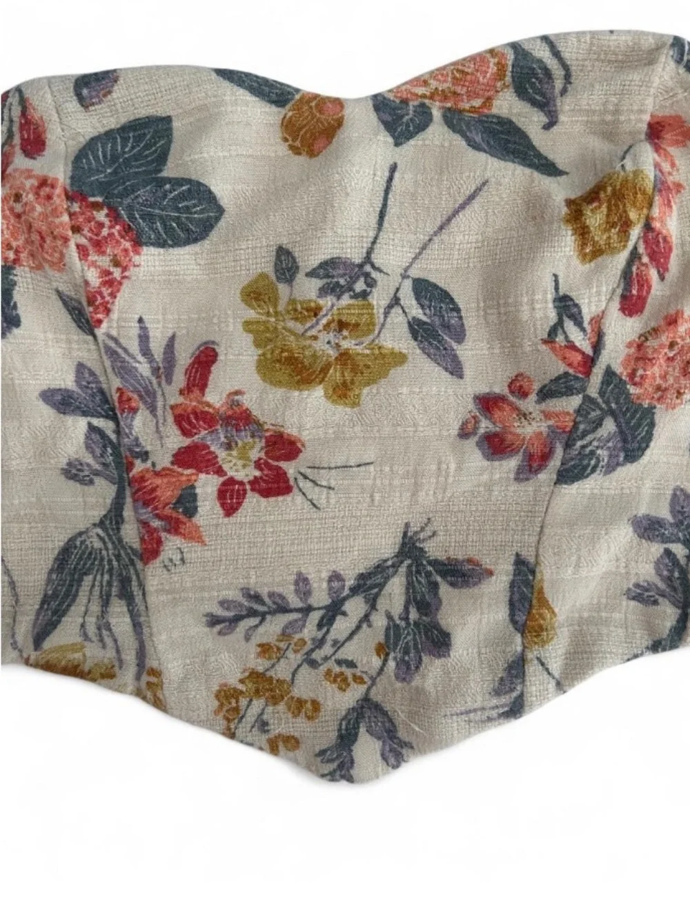 Fairycore Floral Sweetheart Strapless Tube Top Size Medium
